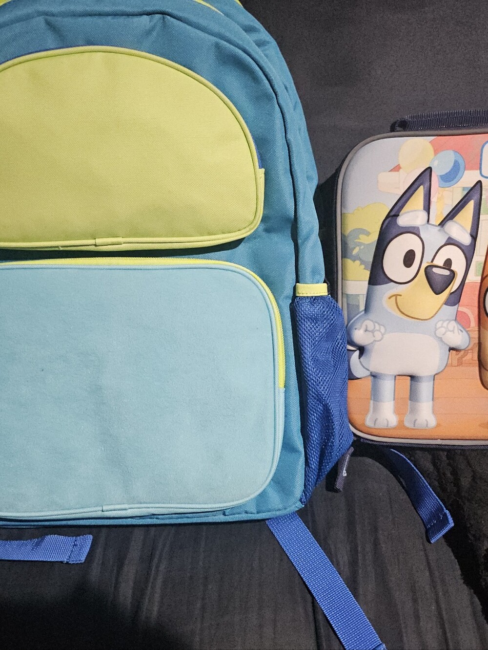 Cat & Jack Teal and Light Blue Kids Backpack with Lime Accents
